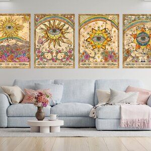 4 Pack The Sun, Moon and Star Tarot Tapestries Wall Decor